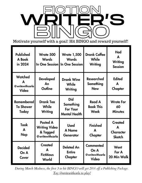 Fiction Writer's Bingo