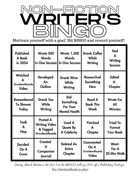 Non-Fiction Writer's Bingo